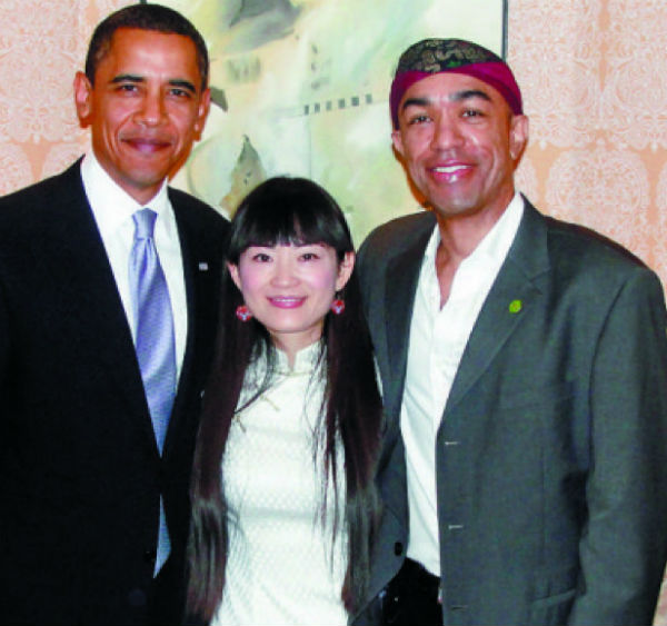 Barack Obama, brother Mark Obama & Liu Xuehua