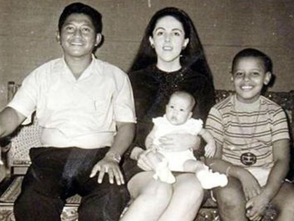 Barack Obama with Mother, stepfather Lolo Soetoro, sister