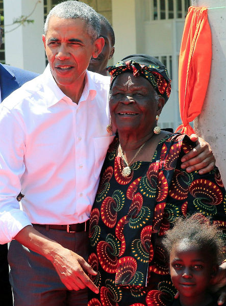 Barack Obama with (step)Grandmother Sarah Obama