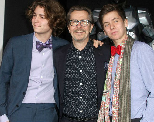 Gary Oldman with sons Gulliver and Charlie